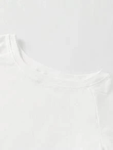 Sweetra 2pcs Women's Summer Off-Shoulder Fitted T-Shirt, Basic Off-Shoulder Tops, Black & White - Black - View 6