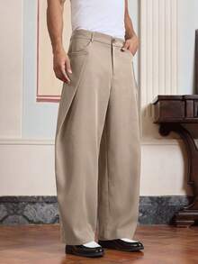 SWAVVY 男士休闲时尚梭织长款设计裤 - 卡其色 - 查看 6