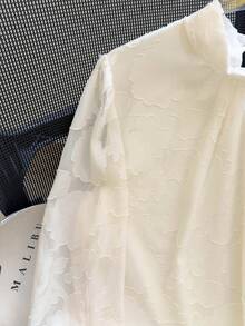 Franclia 女士时尚立领雪纺镂空衬衫 - 杏色 - 查看 6