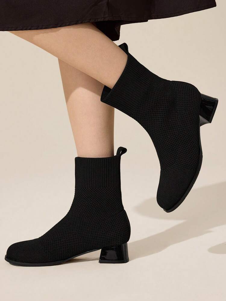 CUCCOO BASICS Women's Black Casual Versatile Chunky Heel Ankle Boots For Christmas