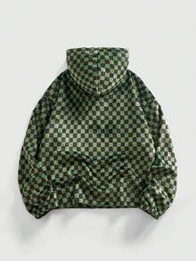 ROMWE MEN Street Life Men's Casual Checkered Print Hoodie Sweatshirt, Autumn/Winter - Multicolor - View 2