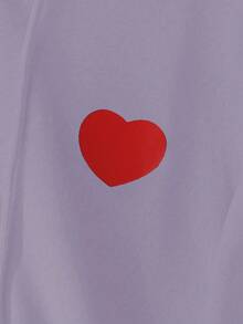 GlowEve Sudadera holgada con capucha, manga larga y hombros caídos, con cordón y estampado de corazón para mujer - Púrpura malva - Ver 3