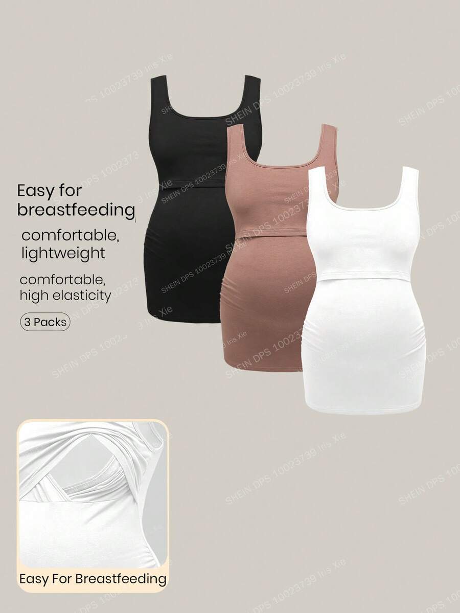 Modmama 女士时尚纯色无袖哺乳背心（孕妇适用） - 彩色 - 查看 1
