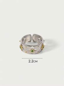 Glisma Nhẫn nữ 18k kiểu hở, trang sức phương Tây, phong cách cổ điển, đá quý, phù hợp với nhiều trang phục, dành cho mẹ/phụ nữ/bé gái/người mẹ, cao cấp, mùa hè/đi biển/dự tiệc, nhiều lớp/đá quý/hạt cườm/pha lê, kiểu dáng quyến rũ/to bản. - Bạc - Xem 6