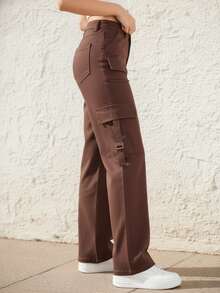 Pantalón cargo café dama mujer - Marrón Chocolate - Ver 1