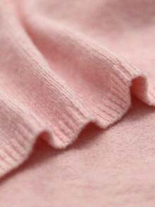 Franclia Váy len dệt kim dài cổ tròn cài nút có thắt lưng cho nữ - Hồng - Xem 6