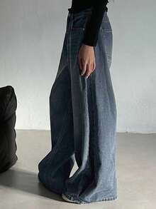 DAZY Women's Distressed Washed Wide Leg Casual Jeans Y2k - Medium Wash - View 5