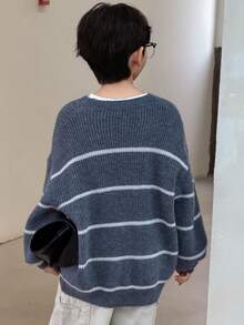 DAZY Tween Boy Sweater, Fall Spring - Dark Grey - View 7