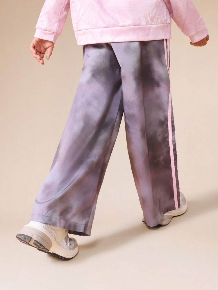 Tie Dye Wide Leg Jogger Pants With Side Stripes