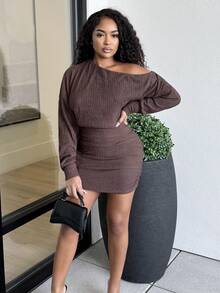 Alexandranx Femmes Tricot Pull à Manches Longues à Épaules Dénudées à Manches Longues pour Automne Hiver Vêtements de Femme, Robe d'Hiver Boho à Manches Longues, Vêtements pour Temps Froid, Tenue de Fête de Noël, Robes d'Automne pour Femmes, Vêtements de Noël pour Femmes, Robes de Fête pour Femmes, Robe de Soirée, Robe d'été, Robe de Noël pour Femmes, Robe du Nouvel An, Robes Élégantes pour Femmes - Marron - Voir 1