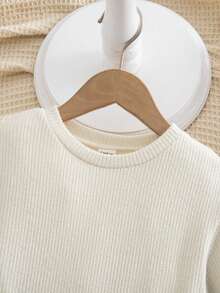 年轻女孩优雅可爱针织撞色网纱亮片长袖连衣裙 - 杏色 - 查看 4