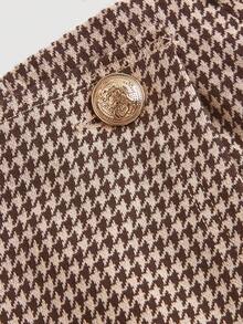 SHEIN MOD 大码女式休闲商务通勤百搭简约A字裙 - 棕色 - 查看 4