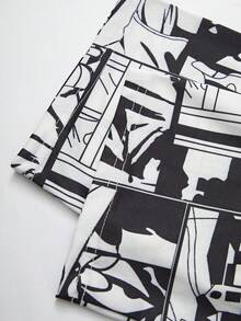 2件套青少年男童休闲卡通印花宽松长裤短袖家居服套装 - 藍色 - 查看 6