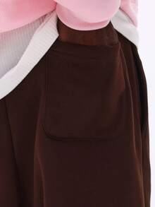 SUMWON Wide Leg Sweatpants Relaxed Fit Loungewear Oversized Joggers Casual Drawstring Pants With Side Pockets Plain - Brown - View 8