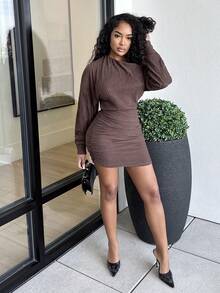 Alexandranx Femmes Tricot Pull à Manches Longues à Épaules Dénudées à Manches Longues pour Automne Hiver Vêtements de Femme, Robe d'Hiver Boho à Manches Longues, Vêtements pour Temps Froid, Tenue de Fête de Noël, Robes d'Automne pour Femmes, Vêtements de Noël pour Femmes, Robes de Fête pour Femmes, Robe de Soirée, Robe d'été, Robe de Noël pour Femmes, Robe du Nouvel An, Robes Élégantes pour Femmes - Marron - Voir 5