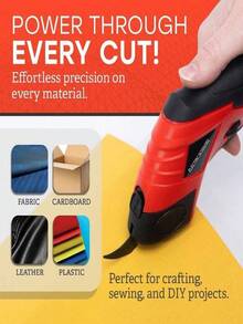 Electric Fabric Scissors(Blue/Red) , Cordless Electric Scissors Fabric Cutter, USB Rechargeable Cloth Cutter For Carpet/Leather/Paperboard/Crafts/Sewing Tools - Multicolor - View 8