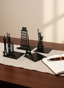 Creative Metal Bookend - Iron Art Hollow-Out Design Book Organizer, Unique Bookshelf Stopper - Black - View 1