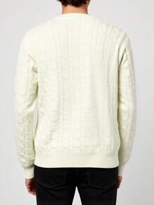 Airaco 男士白色绞花针织毛衣，圣诞节，长袖上衣 - 白色 - 查看 2