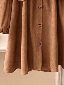 LMoss Kids 女童纯色拼接碎花彼得潘领休闲连衣裙