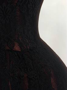 Amplova 黑色浪漫复古蕾丝薄纱女式衬衫 - 黑色 - 查看 9