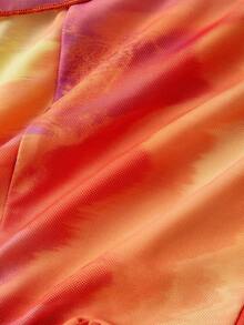 SHEIN MOD Women's Off-Shoulder Fashion Tie-Dye Ruffle Trim Blouse,Vacation,Festival,Holiday,Beach Outfits For Women,Valentine's Day,Birthday,Going Out Top,Orange Top - Multicolor - View 5