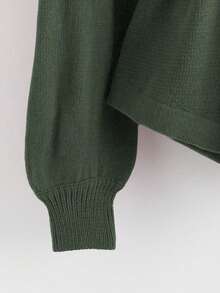 GlowEve New Elegant Button Decor Pullover Sweater, Minimalist European & American Style Fashion Knit Top - Army Green - View 4
