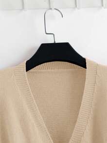 GlowEve New Elegant Button Decor Pullover Sweater, Minimalist European & American Style Fashion Knit Top - Apricot - View 3