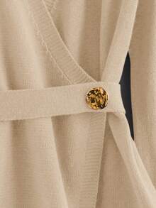 GlowEve New Elegant Button Decor Pullover Sweater, Minimalist European & American Style Fashion Knit Top - Apricot - View 6