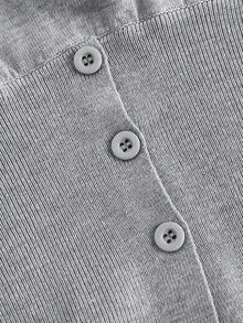 SHEIN MOD Sweater Wanita Kasual Warna Polos dengan Kancing Bahu Miring Warna Abu-abu untuk Musim Gugur/Dingin - Grey - View 3