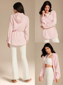 GLOWMODE Softserene Modal Off-Duty MVP Relaxed Fit Silky Smooth Breathable Hip Length Zip-Up Hoodie Jacket Daily Casual Wear Valentine's Day - Baby Pink - View 8
