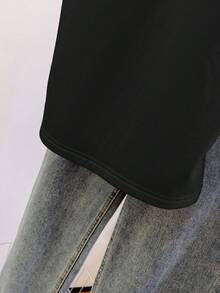 SHEIN Franclia 女士纯色蕾丝拼接优雅吊带衫 - 黑色 - 查看 5