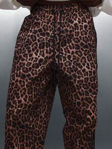 PLAYBOY X SUMWON Pantaloni largi pentru bărbați, cu imprimeu leopard, casual, lejeri, model animal, stil de stradă, confortabili, purtați zilnic - Multicolor - Vizualizare 6