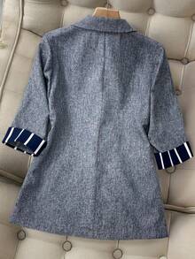 Franclia Plus Size Women's French Style Casual Elegant 3/4 Sleeve Blazer, Autumn/Winter Suit Jacket For Women Blazer Jacket For Women Women Blazer Summer Blazer Dress Jacket Women's Blazer - Blue - View 2