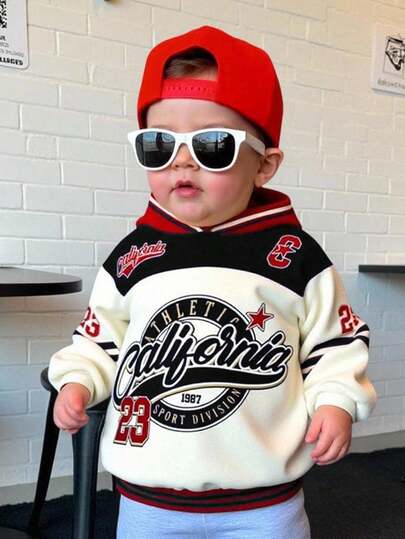 加州男童休闲宽松舒适日常柔软针织长袖卫衣，适合秋冬季穿着