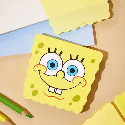 SpongeBob SquarePants | SHEIN 100 Pcs Transparent Memo Stickers, Mistake Note Stickers, High-Appearance Notepad,Gift Ideas