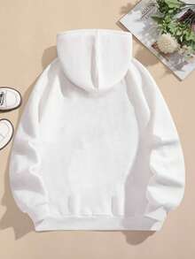 Sudadera con capucha afelpada para mujer, nueva colección de otoño e invierno, cálida, holgada y combinable - Blanco - Ver 2