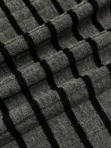 StreetHx 女士休闲条纹V领长袖短裙 - 灰色 - 查看 7