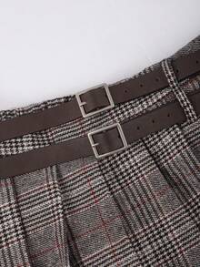 Franclia 大码女式新款百褶迷你裙，美式百搭高腰裙，带防闪光内衬，秋冬季百褶裙，格子裙配腰带，迷你腰带裙，格子裙，学生裙，可爱裙子，迷你格子裙，女式格子裙 - 彩色 - 查看 6