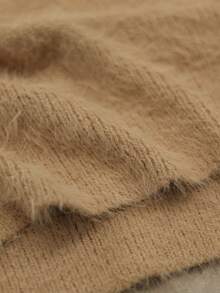 Rafferiza Women's Khaki Round Neck Pearl Mink Hair Fashion Versatile Street Sweater Dress, Christmas - Khaki - View 8