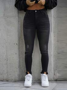 SAYEHFBABY Women Jeans  Thickened Denim - Black - View 3