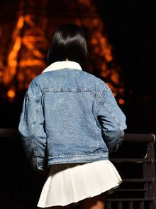 Mima John Autumn/Winter Thermal Lined Loose Casual Denim Jacket - Medium Wash - View 2