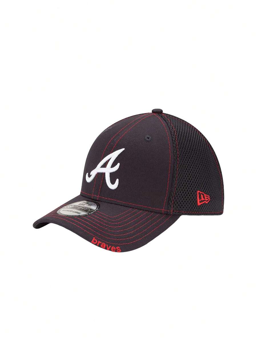 New Era Atlanta Braves 39thirty Unisex Baseball Cap Black - Black - View 1