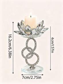 Cirelle European Crystal Lotus Candle Holder, Home Decor Accessory For Living Room, Creative New Metal Candle, Tall Stem Candle Stand, Atmosphere Dining Room Table Gifts Birthday Graduation - Multicolor - View 6