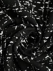 Comfylo Große Größen verspieltes Laternärmel Karomuster Mesh Patchwork Langarm Kleid - Schwarz - Übersicht 7