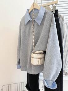 Resyla Autumn/Winter New Casual College Style Women Sweatshirt - Grey - View 3