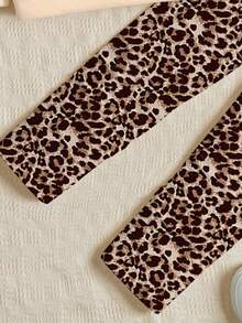 SHEIN Happikins 2pcs Young Girl Casual Cute Sweet Polka Dot Heart Pattern, Retro Leopard Print, Creamy Yellow, Round Neck Long Sleeve Sweatshirt And Leggings Set, Suitable For Autumn/Winter - Multicolor - View 6