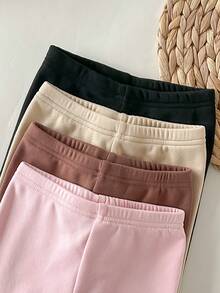 4件套女婴可爱休闲针织爱心图案裤，适合秋冬季穿着