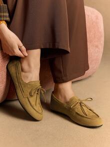 Rosivie Damen Lässig Schleife Dekor Loafers - Gelb - Übersicht 7
