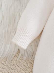 Cozy Pixies 新生儿男女宝宝纯色针织柔软连体衣，保暖内衬，室内外皆宜，休闲舒适，冬季必备 - 米色 - 查看 7