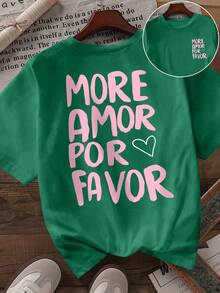 DrmWander Áo thun ngắn tay nữ in hình khẩu hiệu mùa xuân, thích hợp cho kỳ nghỉ, mùa xuân và khu nghỉ dưỡng. - Màu xanh lá cây đậm - Xem 4